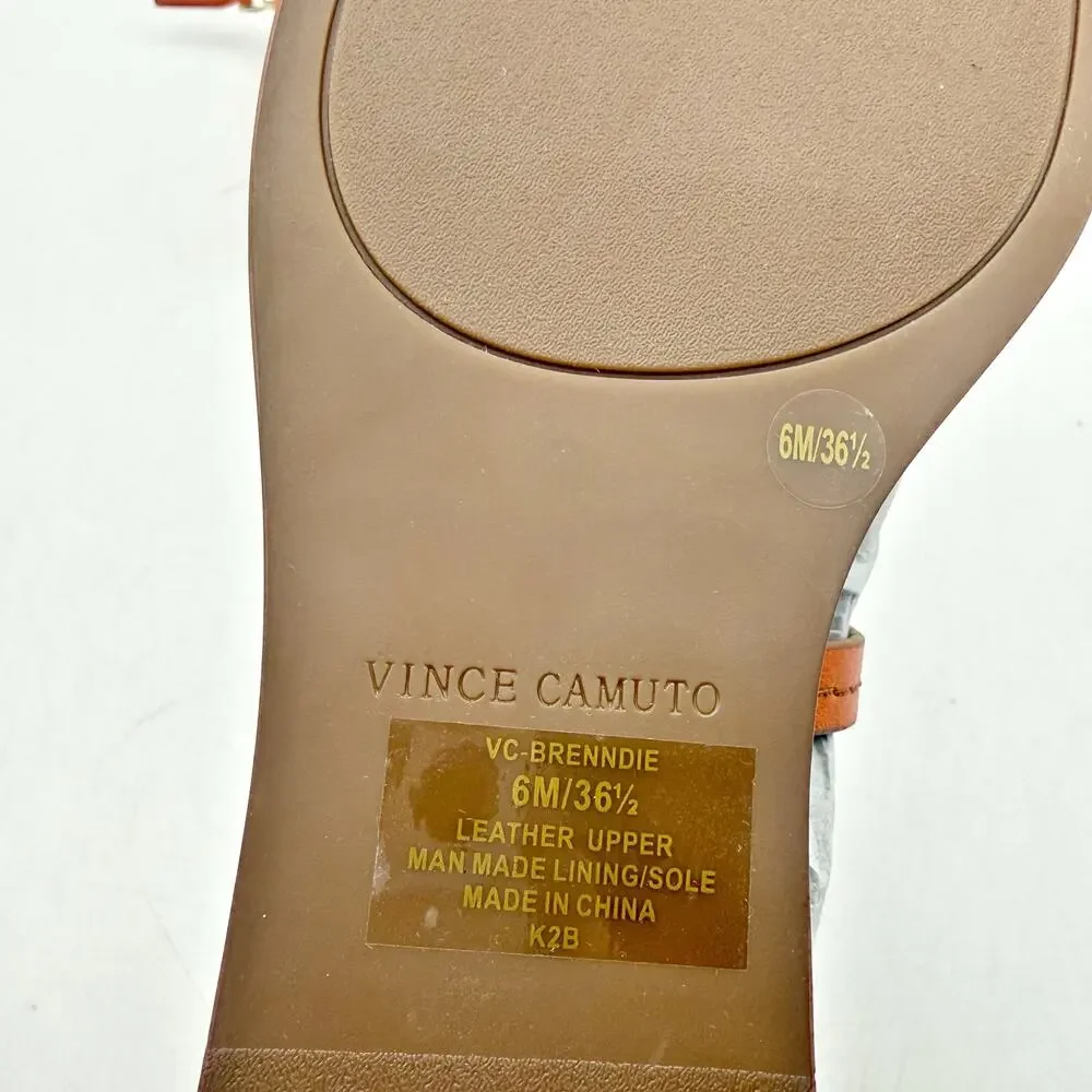 Vince Camuto Womens Brenndie Gladiator Sandals Size 6 M Orange Leather NIB